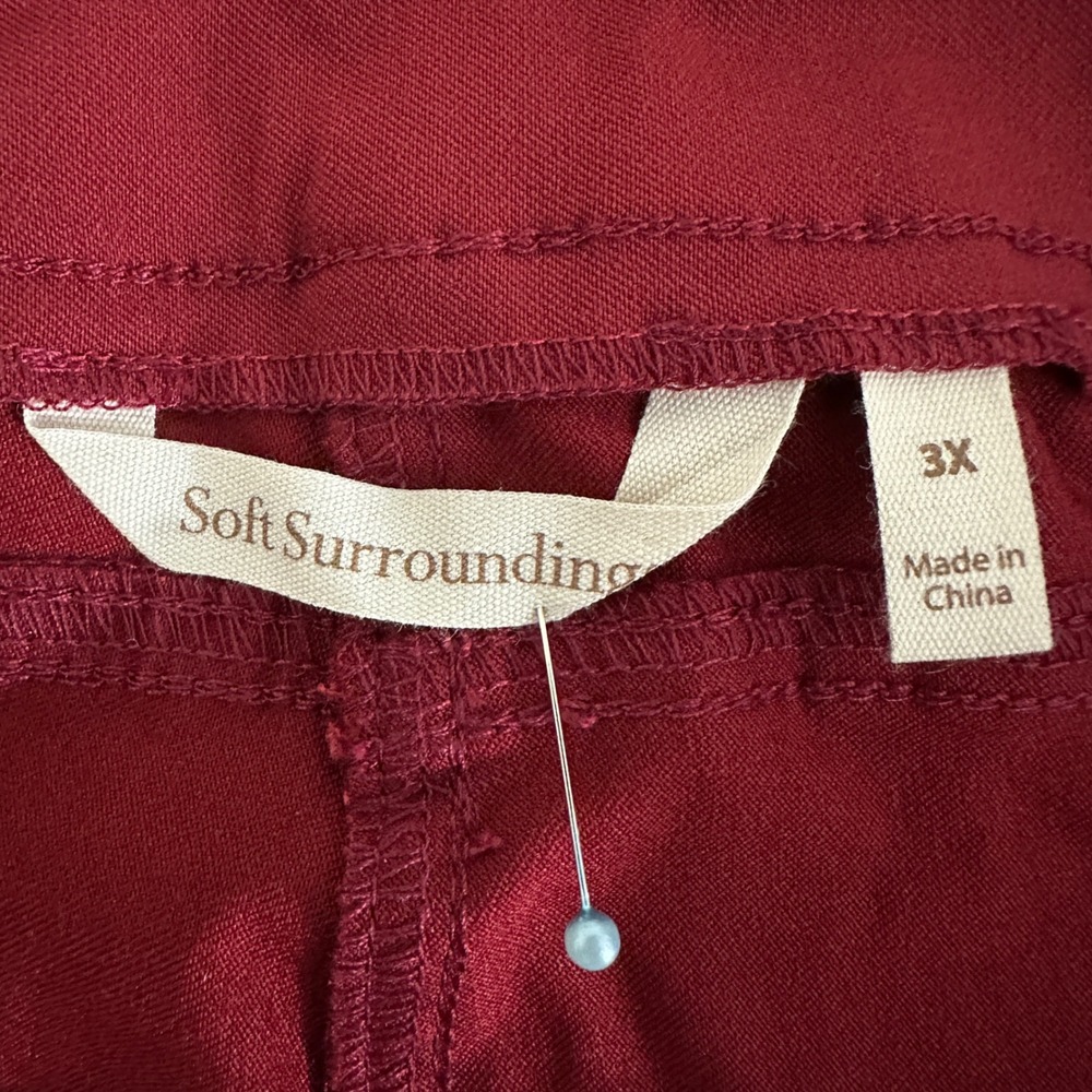Soft Surroundings Womens Pants Plus 3X Burgundy Pull On Straight Classic Casual - Picture 12 of 13